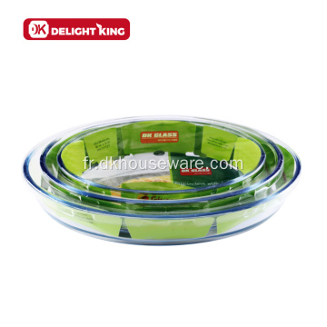 Ensemble de 3 plateaux de cuisson en verre borosilicaté résistant à la chaleur